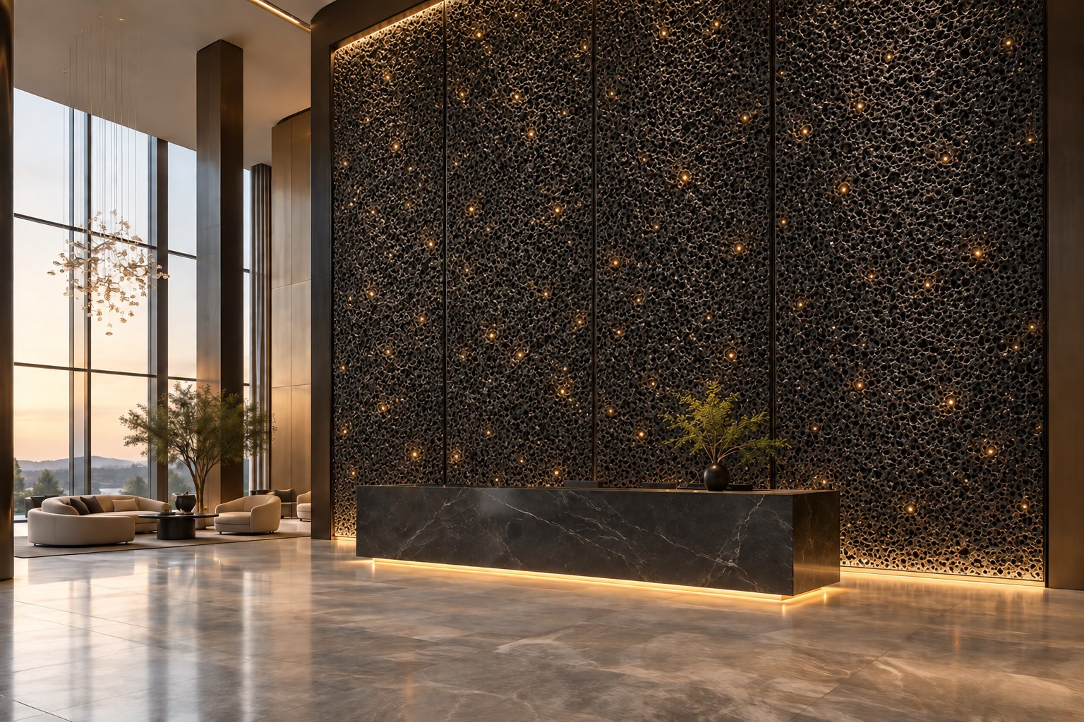 Foam aluminum · Backlit feature walls